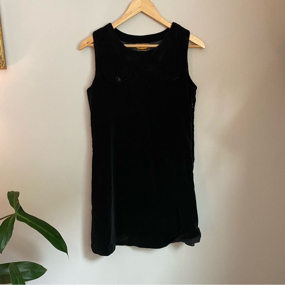1990's Vintage FREE PEOPLE Black Velvet Mini Dress Small​ Whimsygoth Phoebe Twee